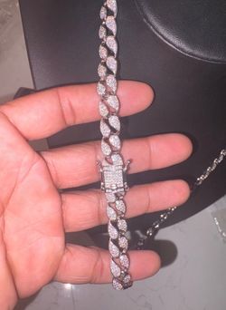 10mm 925 silver lab diamond chain