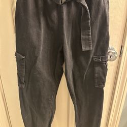 Pretty little thing black cargo buckle pants fits small