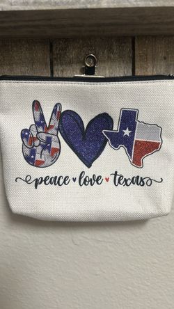 Peace Love Texas Canvas Zipper Pouch