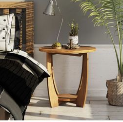 Rustic Farmhouse End Table with Storage Shelf, French Country Accent Side for Family, Dinning or Living Room, Small Spaces, Modern, Ro