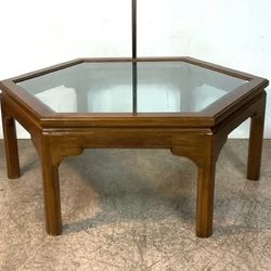 Ethan Allen Glass Top Coffee Table 