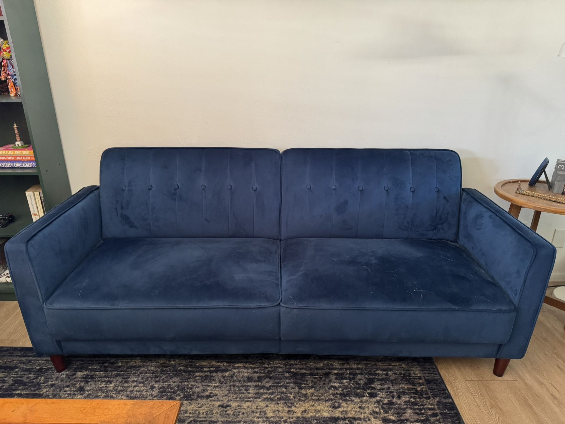 Blue velvet couch