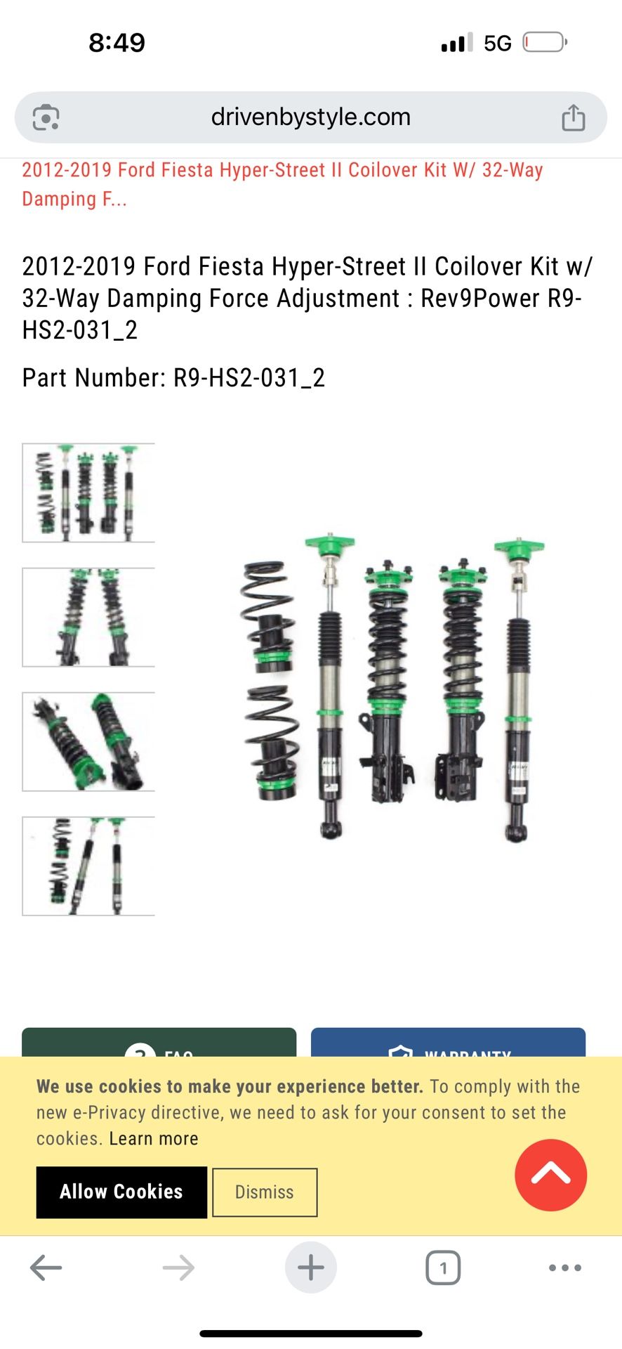 Hyperstreet 2 Ford fiesta 11-18 Coilovers