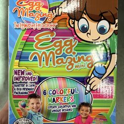 EggMazing Easter Egg Mini Decorator Kit Arts and Crafts Set - Includes Egg Decorating Spinner and 6 Markers - Ages 3 and Up
