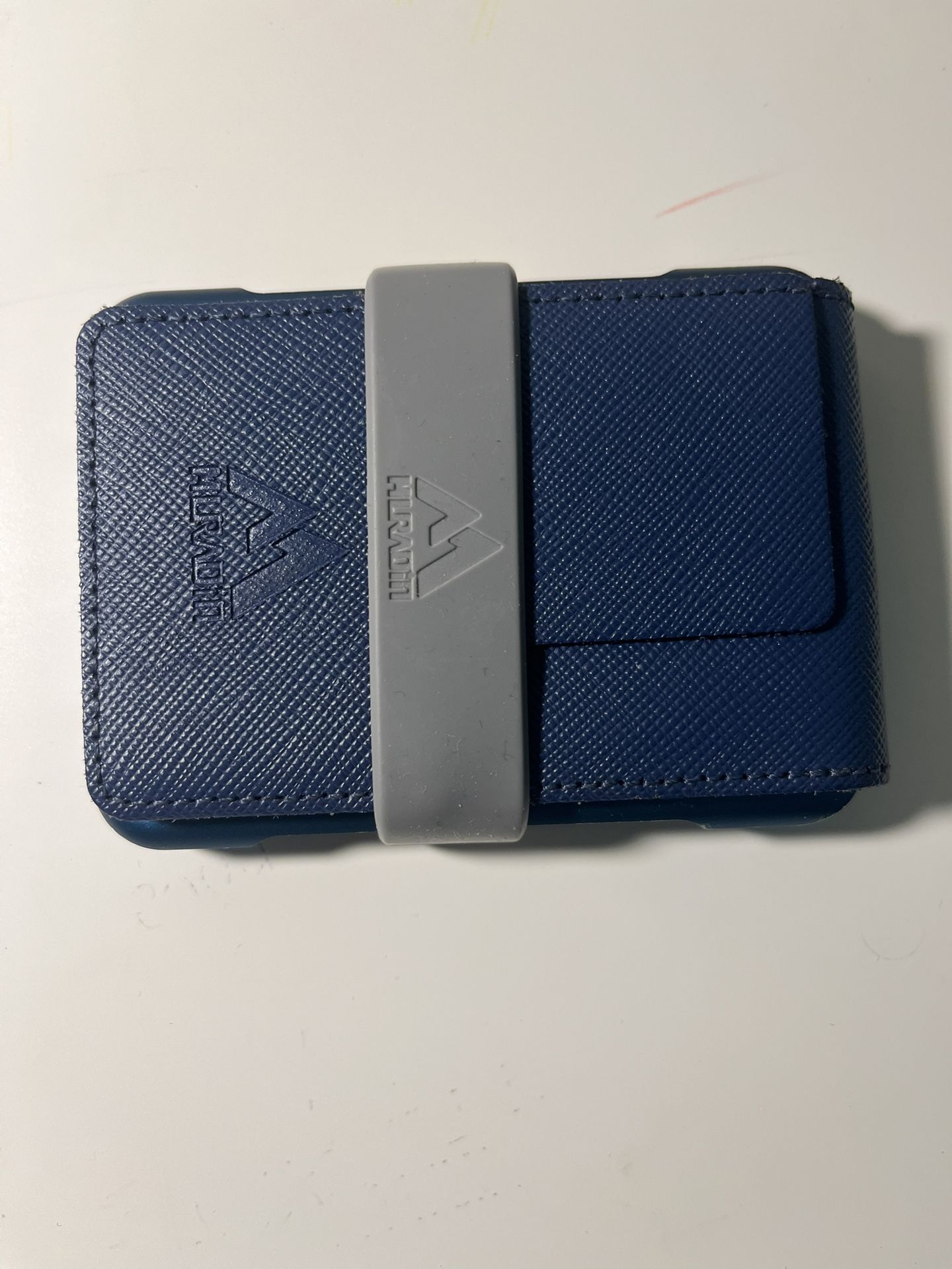 Card Holder color blue leather and metal