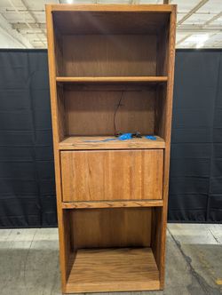 Versatile Hardwood Bookcase with Integrated Drop-Down Desk
