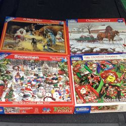 White Mountain Christmas Puzzles 1000Pc.