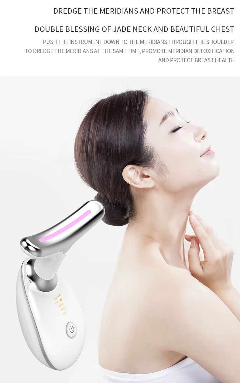 white color: 7 in 1 LED, USB, neck, facial beauty, anti-wrinkle massager device