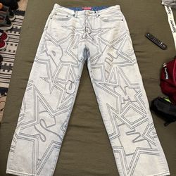 Supreme Stars Topstitch Baggy Denim Size 34
