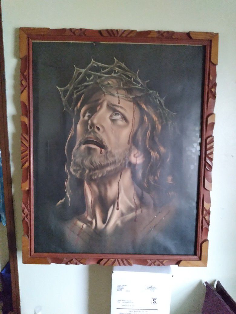 Wood Frame Picture Of The Lord 