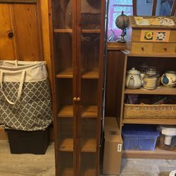 Wooden Curio Case With Glass Doors