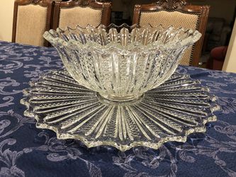 Vintage Crystal Punchbowl Set With Underplate
