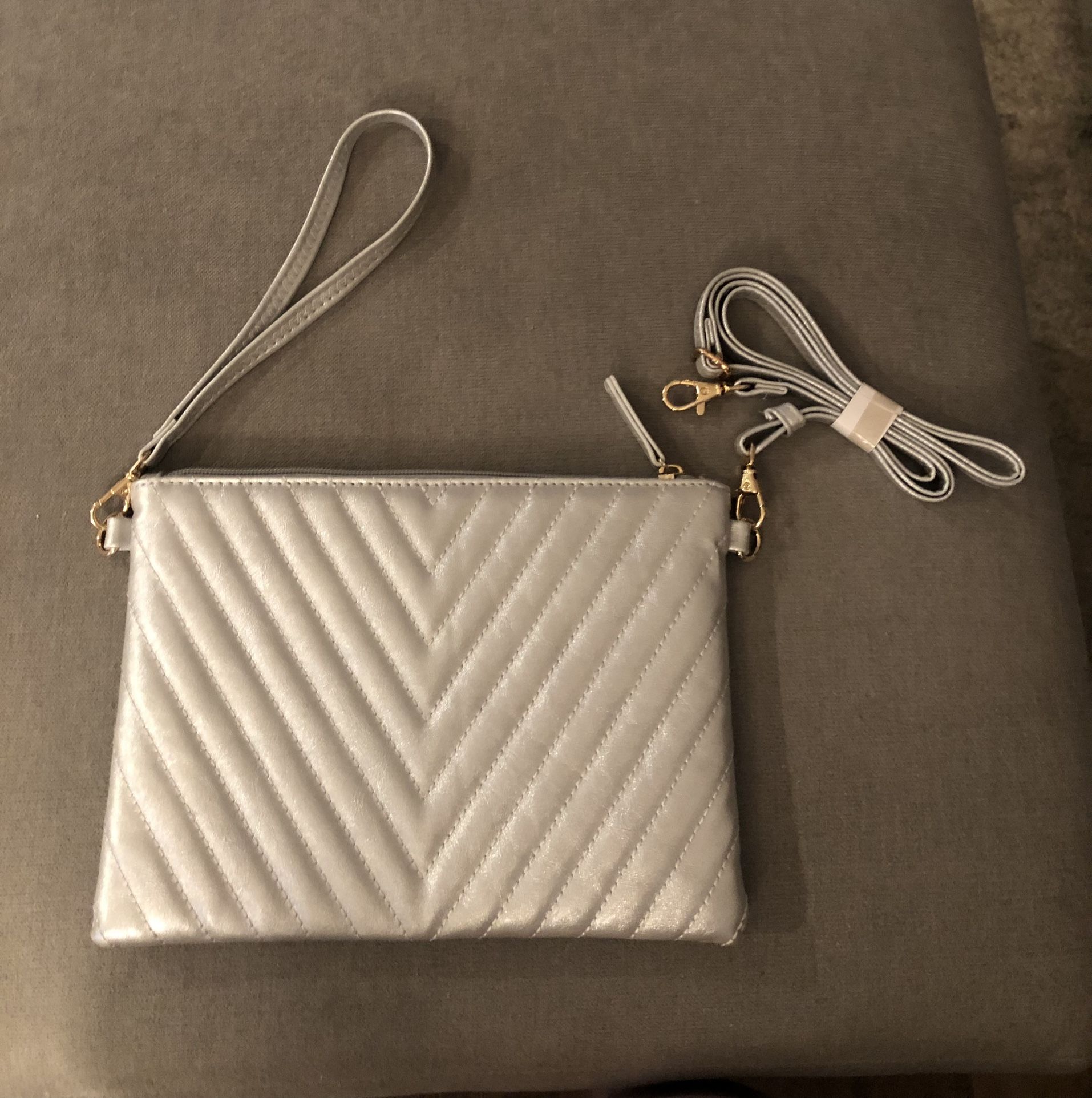Chevron Embroidered Vegan Clutch