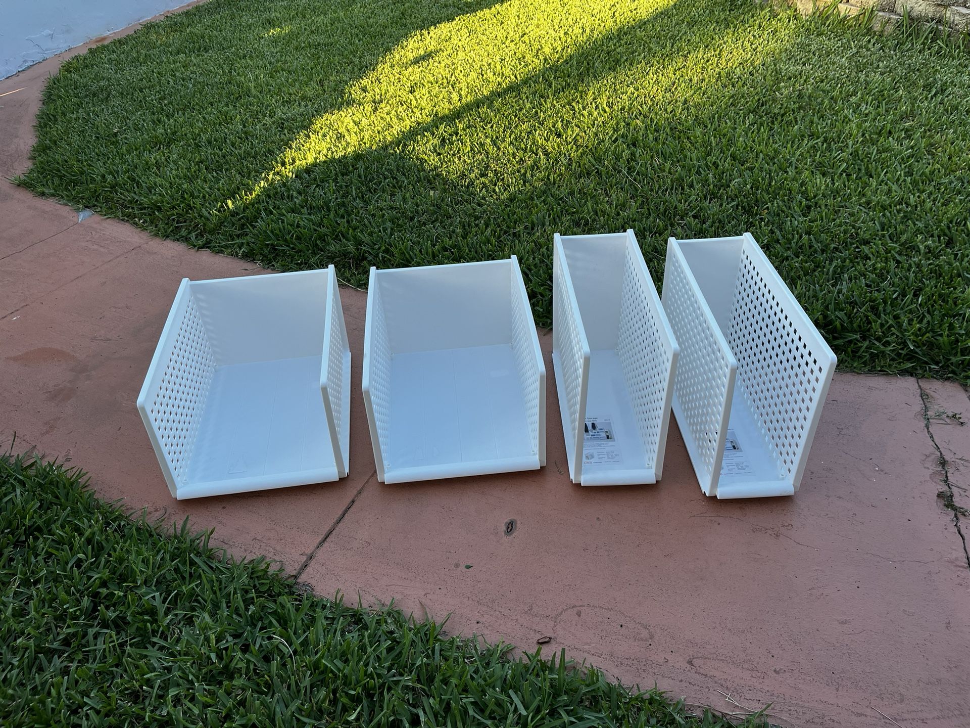 THE CONTAINER STORE 4 Modular Storage Tall Narrow Bins/Trays… 13” H By 7” W By 18” D / 10” H By 13” W By 18” D… In Great Condition…4 For $25