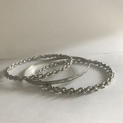 Silver color bangle bracelet bundle