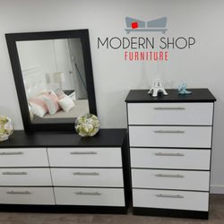 DRESSER WITH MIRROR AND CHEST 