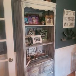 Book Shelf Rustic Painted With Drawers