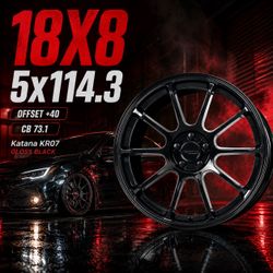 🔥 18X8 KATANA KR07 Gloss Black Wheels 🔥