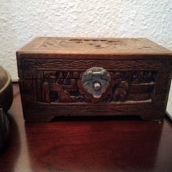 Small Carved Wooden Chest $ 40