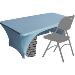 Spandex Table Cover 5 ft, Cover Open Back（5Ft,Sky blue）
