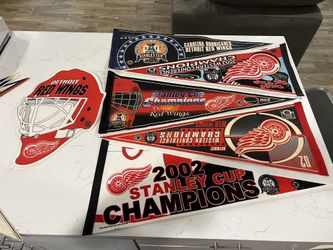 Vintage Detroit Redwings Hockey Champs Pennants