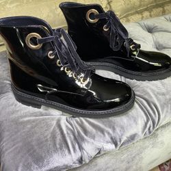 AGL ITALY COMBAT PATENT LEATHER GOTHCORE BOOTS NEW size EU 39 