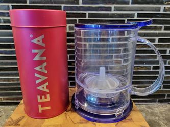 SET OF 2 TEAVANA PERFECT TEA MAKER BLUE  & PINK TEA CANISTER 8 OZ. W/ AIRTIGHT LID