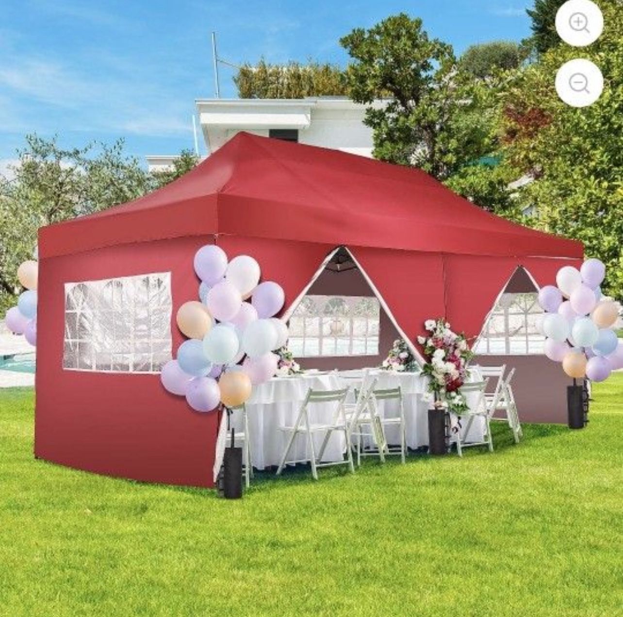 10'x20' Pop up Canopy with 6 Removable Sidewalls Outdoor Commercial Portable Canopy Tent EZ Pop up Canopy Wedding Tent Camping Gazebo Canopy Instant