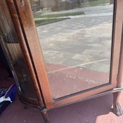 Antique Curved Glass Curio Cabinet