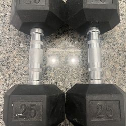 (2) 25lb Hexagon Dumbbells