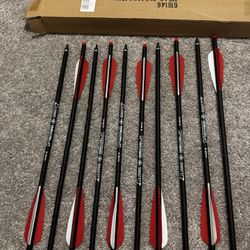 Carbon crossbow  Arrow 10pc set  17 inch x 8.8mm new unused removable tip with oring