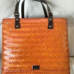  Hot Orange Designer Raffia Purse