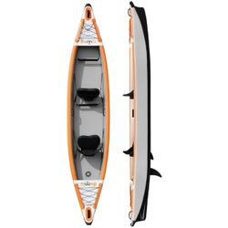 7.6' Foldable Inflatable Kayak with Seats, Foot Pedal, Air Pump & Dolly