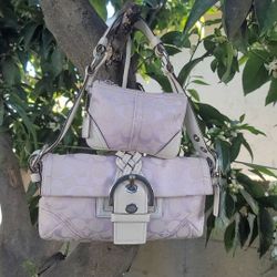 VINTAGE HTF Y2K 05' COACH LAVENDER SOHO AND MATCHING WRISTLET 
