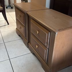 Two Brown Bedside Tables. 4 Big Drawers. $25 Each. MUST GO! 