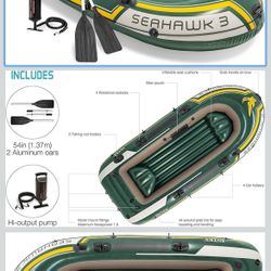 NEW Intex Seahawk 3 Inflatable Boat + Life Vests – Never Opened