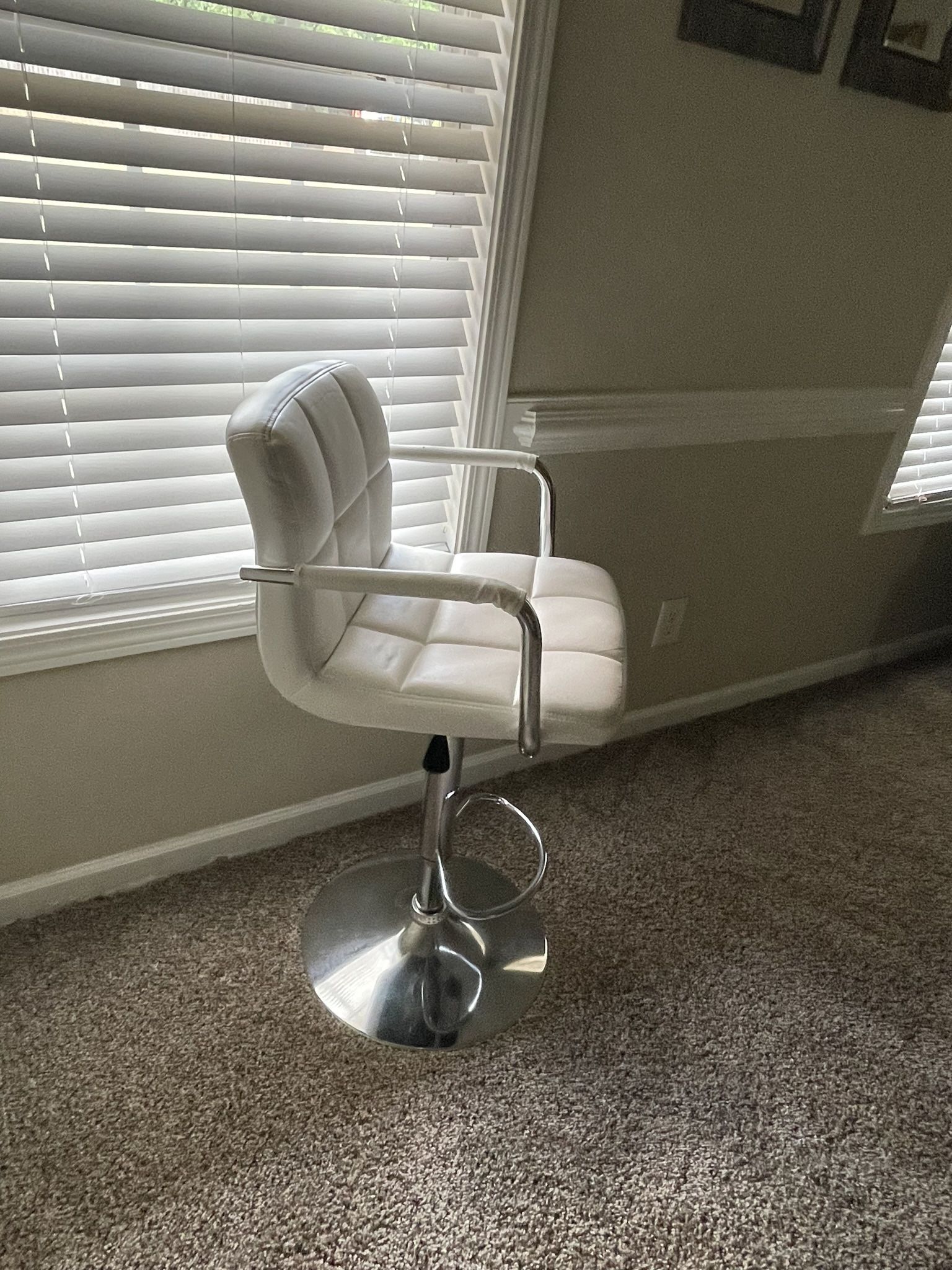Two Soft White Bar Stools
