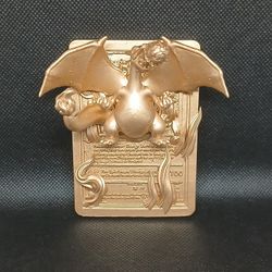 3D Printed Gold Charizard Wall Art Display Card 
