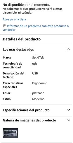 Este dispositivo es un teclado USB ultra compacto SolidTek, modelo ASK-3100SU.