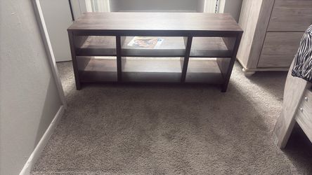 Dark Brown Wood TV Stand with Open Shelves