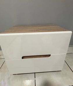 wood and white night stand