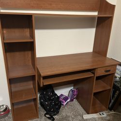 Desk With Laptop Sliding Table And Shelves