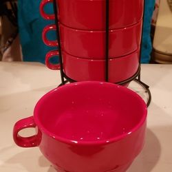 Jumbo Red Stacking Coffee Mugs