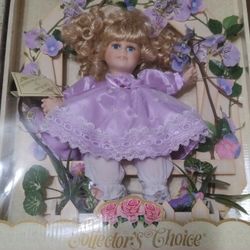 Dandee Dan Dee Porcelain 11" Collector's Choice Doll New In Box Purple


