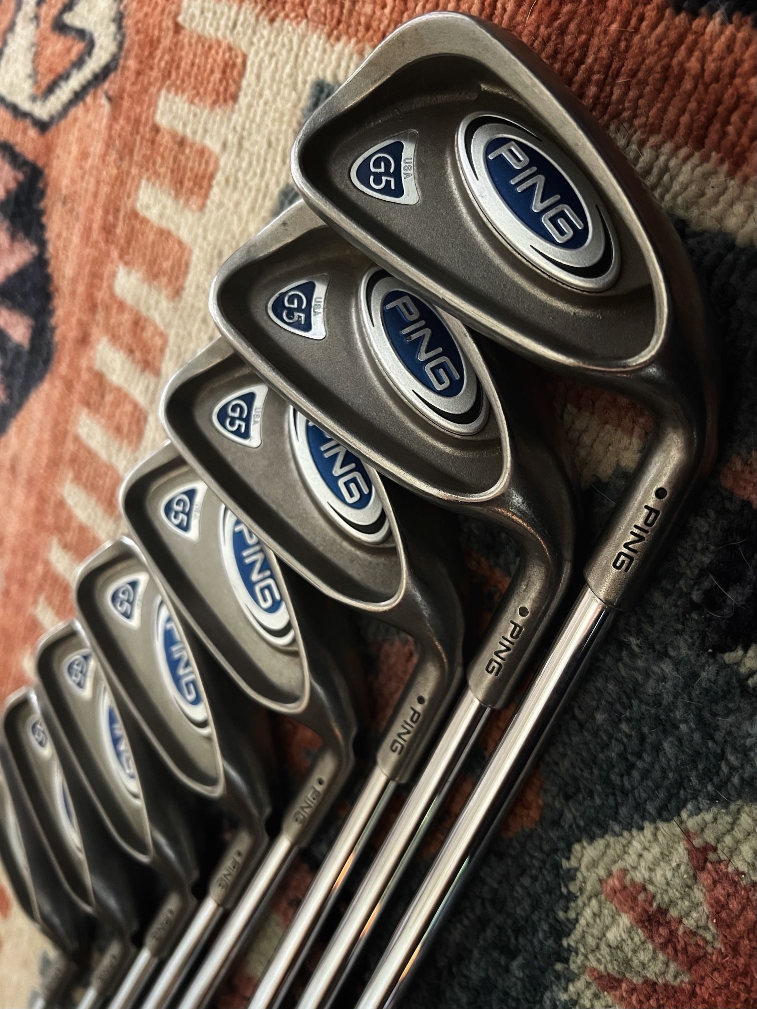 Ping G5 Irons, 3-PW, Black Dot, Stiff Shaft, Orange Grips