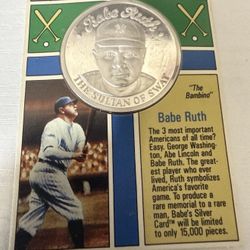 1oz silver Babe Ruth 1992 “silver card” 1oz .999 Pure Silver