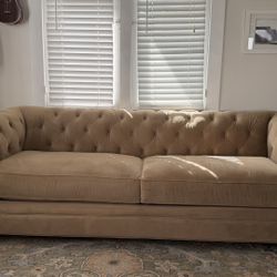 PICKUP THIS WEEK! Couch - Button Tufted, Taupe, Superplush - Jonathan Louis brand