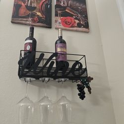 Wine Shelf With Holders For Wine Glasses