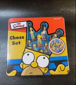 The Simpsons Chess Set 1998 Tin Collectors Box Cardinal Games Vintage Sealed New