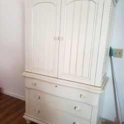 Antique White Armoire , Very Heavy 